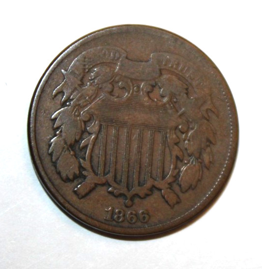 1866 U.S. Two Cent Piece Coin