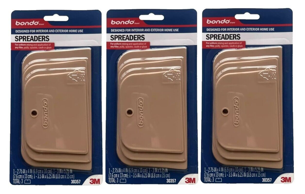 Bondo Plastic Spreaders, 3 Different Sizes, Makes Body Filler 3 Pack