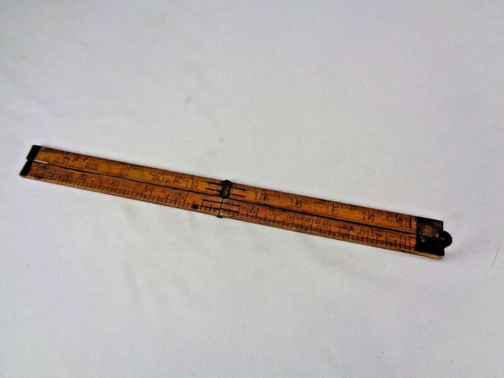Antique Stanley Tools Boxwood & Brass Folding Ruler No 67 /68