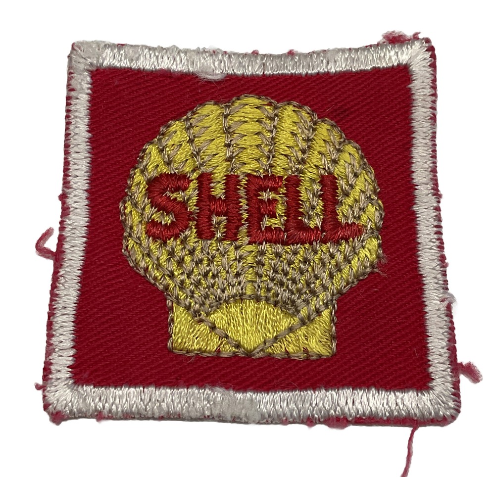 Original 70's Shell Gasoline Oil Service Jacket Mesh Back Cut Edge Patch  2x2