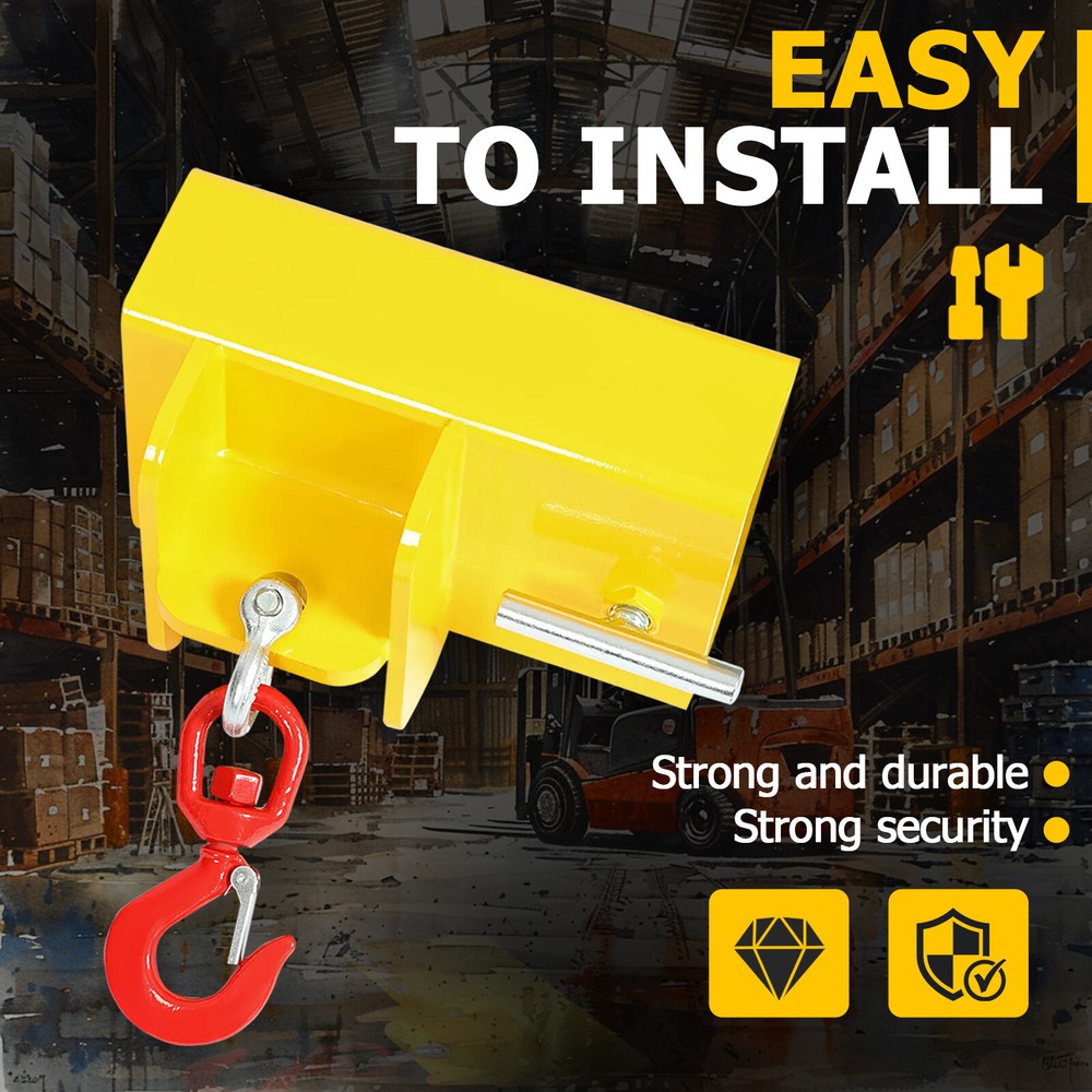 Adjustable Forklift Lifting Hoist Hook Attachment Mobile Forklift Crane 2200lbs