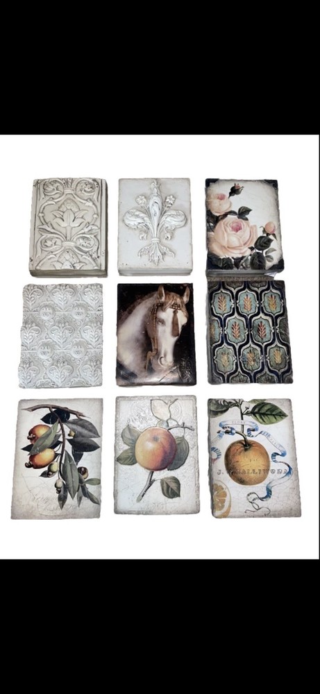 Sid Dickens T-227 Still Life Memory Tile Retired Fruit Pear Grapes FREE SHIP