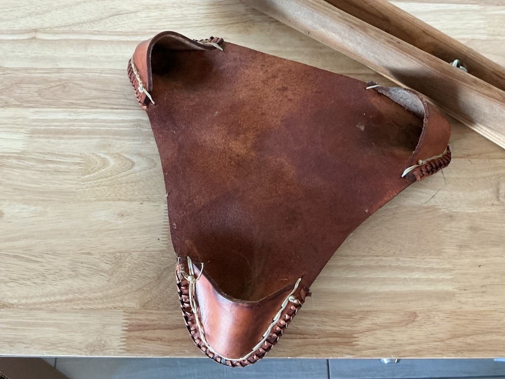 Vintage Hand Tooled Harley Davidson Tripod Saddle Seat Leather Old