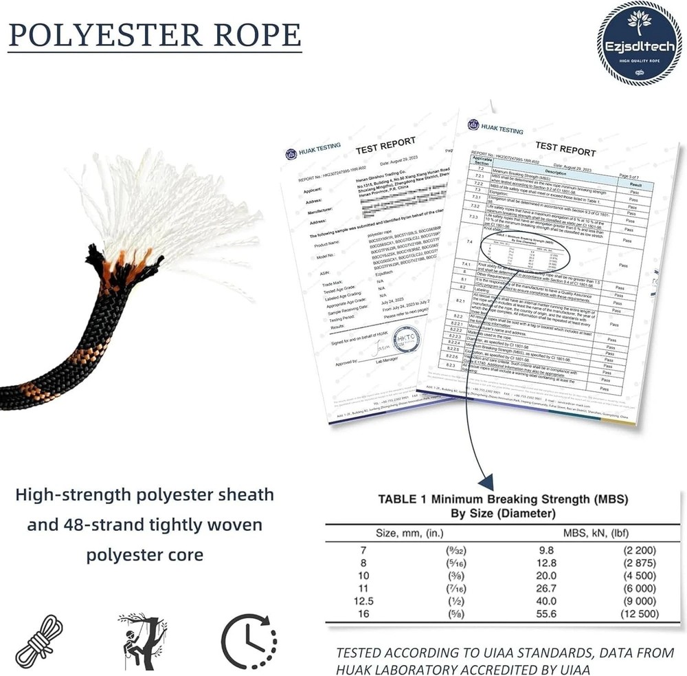 "Durable 1/2" x 150ft Arborist Rope for Tree Work"