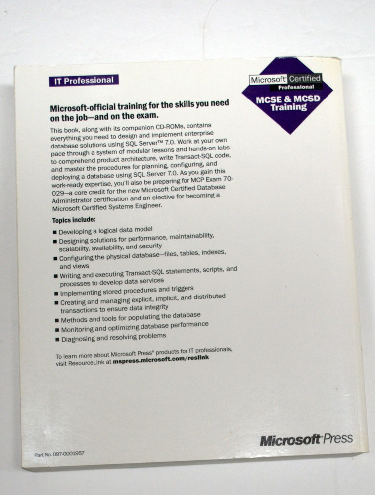 Microsoft SQL Server 7.0 Database Implementation Training