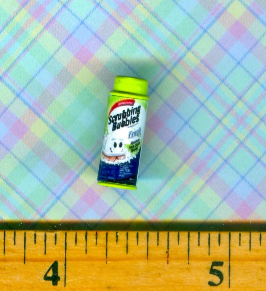 Dollhouse Miniature Size Bathroom Bubble Cleaner Can