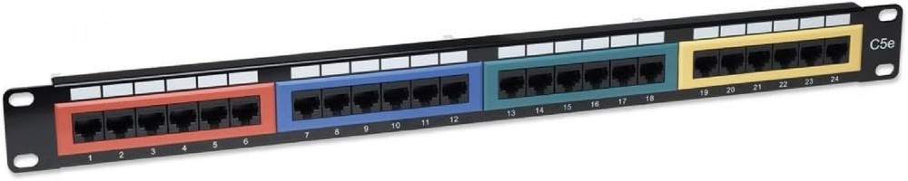 intellinet Panel Patch, Cat5e, UTP, 24 Ports, 1U, Color Coded