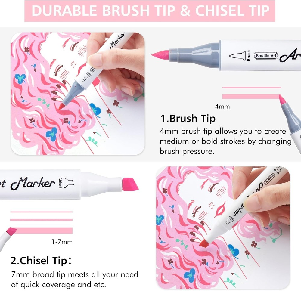Shuttle Art Pastel 51 Colors Brush & Chisel Tip, 51