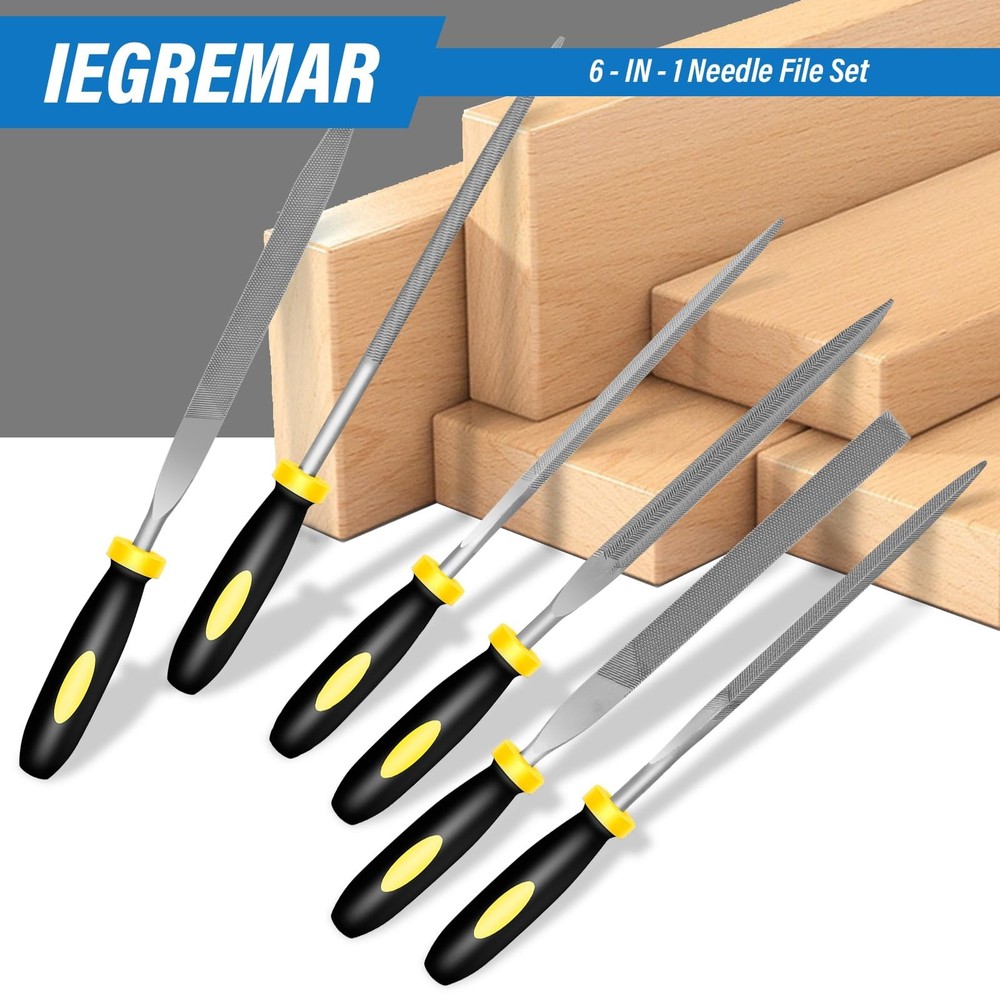 6pc Needle File Set Hardened Alloy Steel Mini Hand Files Flat Round Triangular