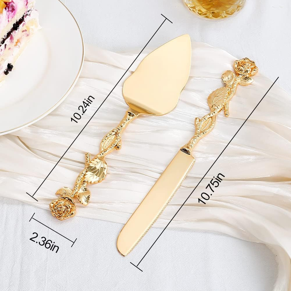 Cake Cutting Set for Wedding, Personalized Gold Cake Knife and Server Set, Custo