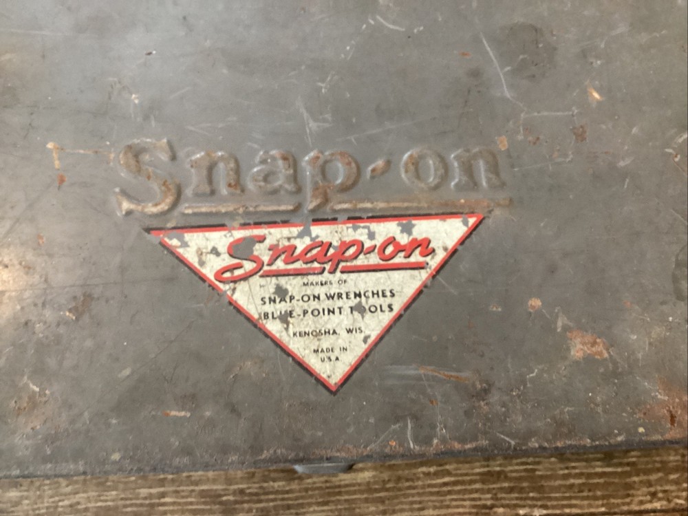 Empty Antique 1920s 1930s 1940s Embossed Snap-On Socket Wrench Metal Tool Box