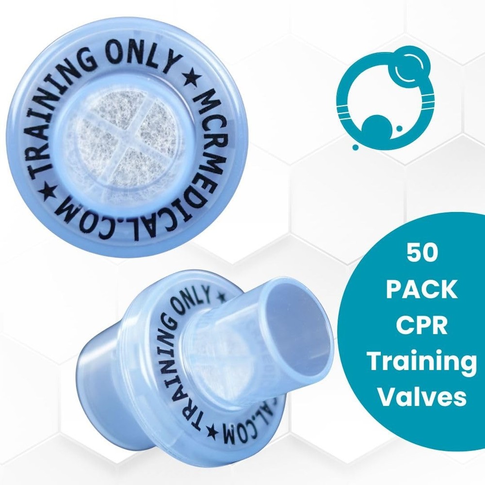 CPR Training Valves – 50 Pack Disposable OneWay Replacement Valves for CPR Ma...