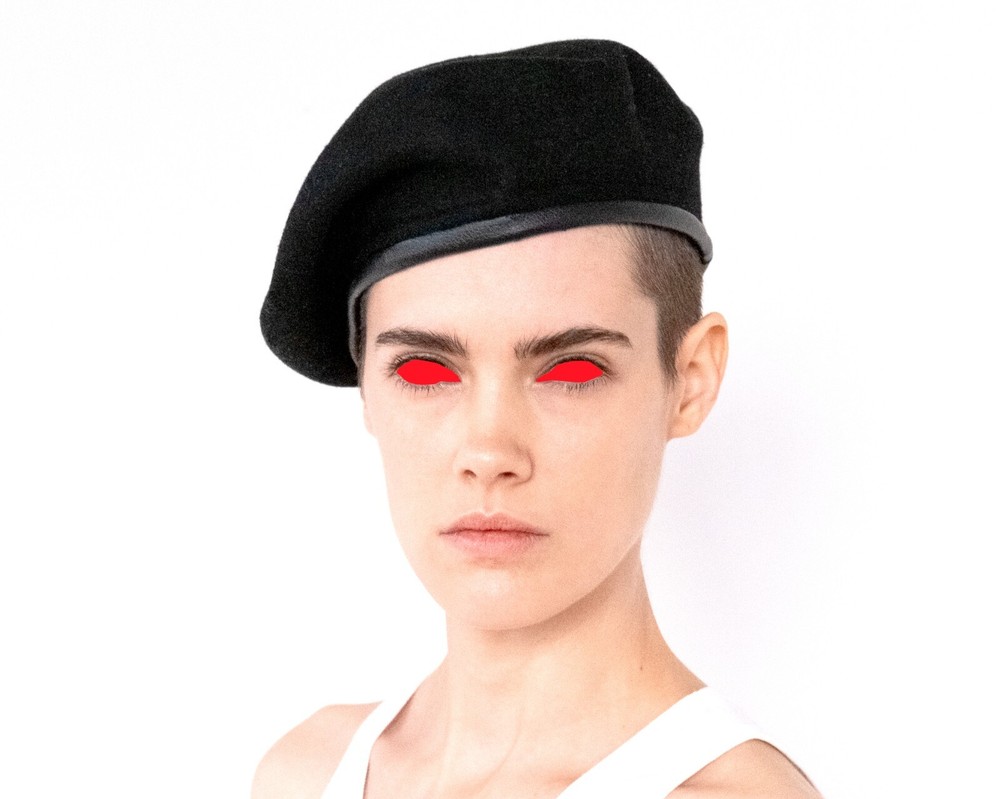 Black Wool Lined Adjustable Beret