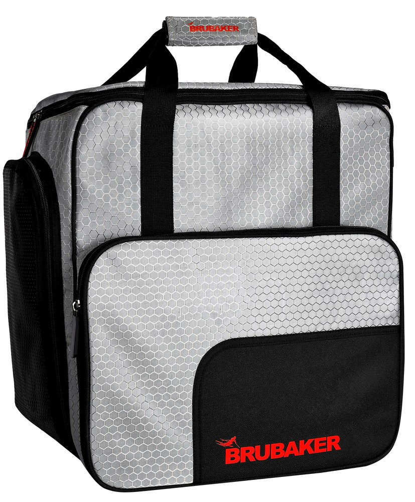 BRUBAKER Ski Bag Combo Tec Pro - Boot Bag and Ski Bag - Silver/Red