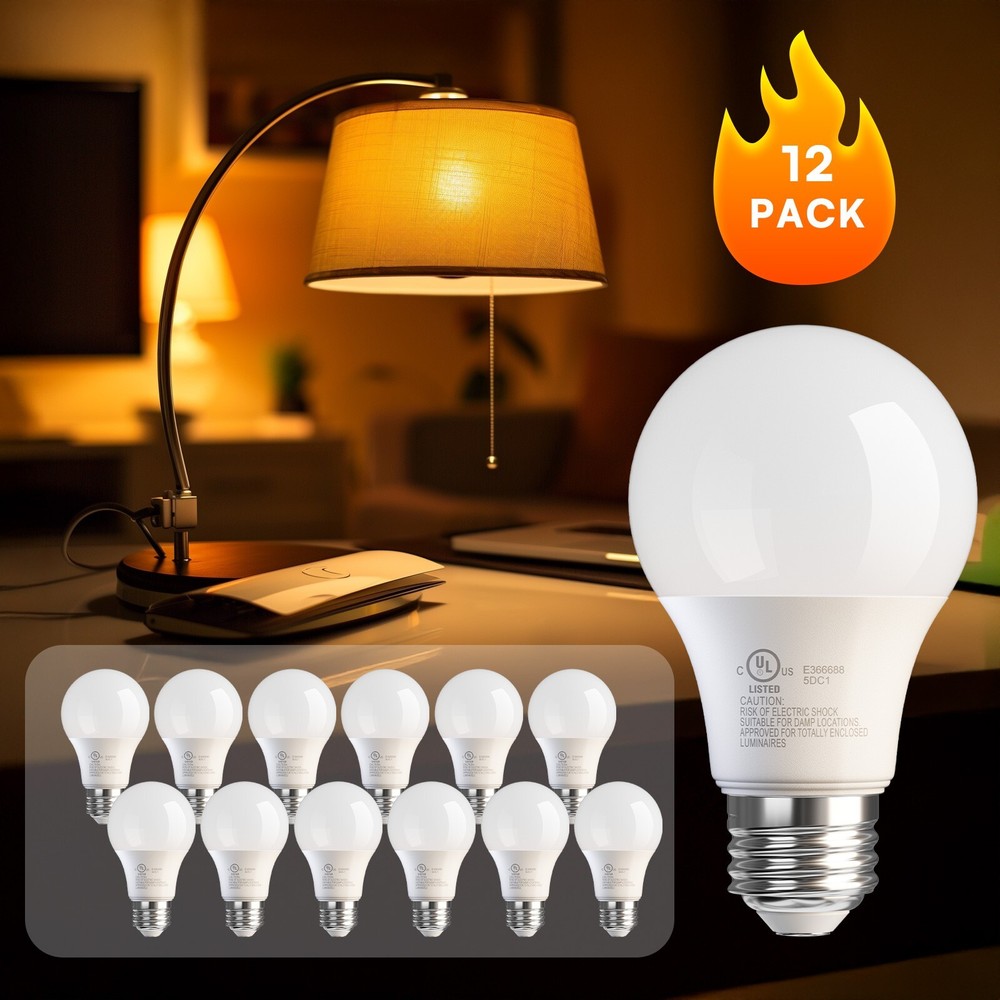 24 Pack A19 LED Light Bulbs 9W Equivalent 60W Replacement Daylight 5000K E26