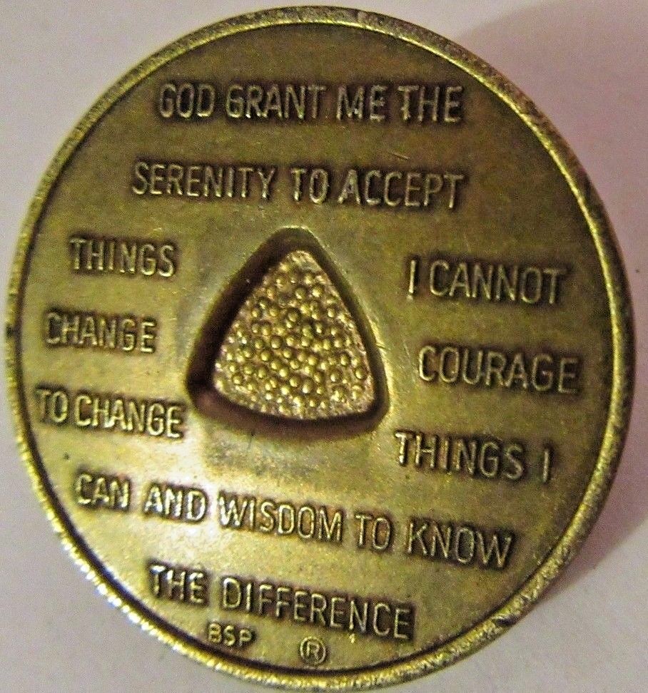Alcoholics Anonymous AA 4 Year Bronze Medallion Token chip chip Sobriety Sober