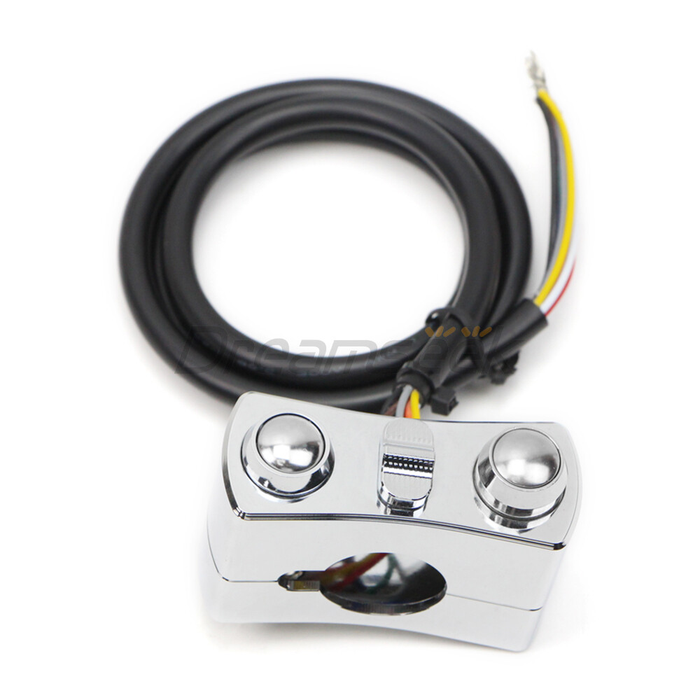 1'' Handlebar Control Switch Button Horn Turn Signal Universal for Harley Chrome