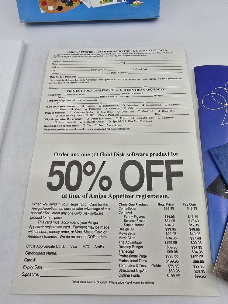 Vintage Amiga Appetizer Gold Disk Software CIB Complete Commodore Amiga 512K