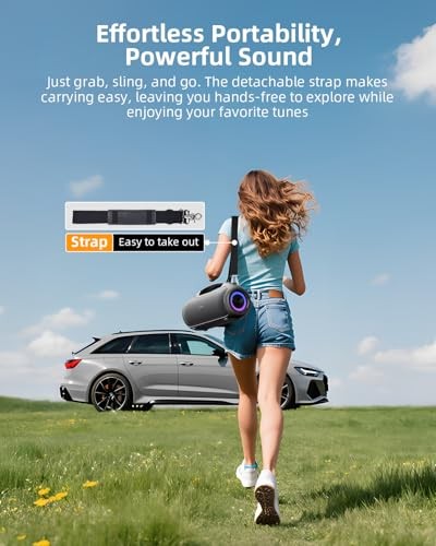 Portable Bluetooth Speakers Wireless Upgrade, 200W Peak Loud Sound/Deep Black
