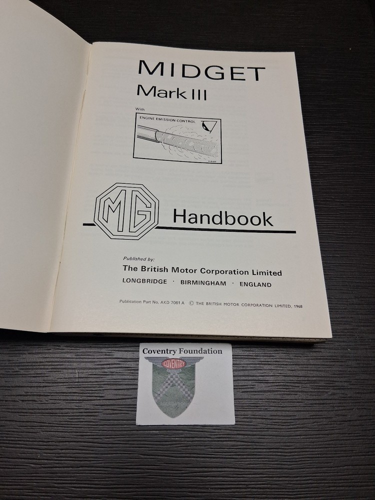 MG Midget Mark III Driver's Handbook AKD7061A