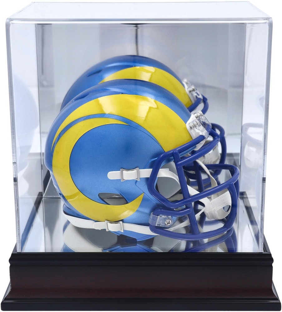 Antique Mahogany Mini Helmet Display Case with Mirror Back