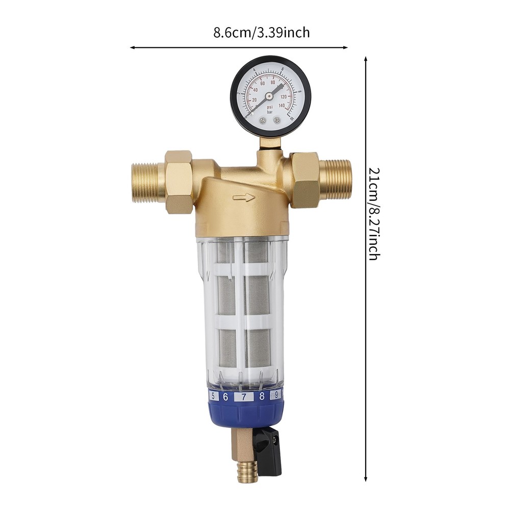 Hot Water Filter 3/4" Home Reusable Sediment Water Filter Spin Down Mesh System