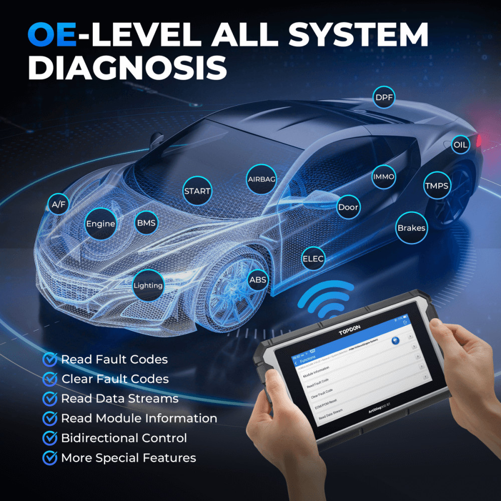 TOPDON AD900 BT OBD2 Scanner Bluetooth Bi-directional Scan Tool Online Coding