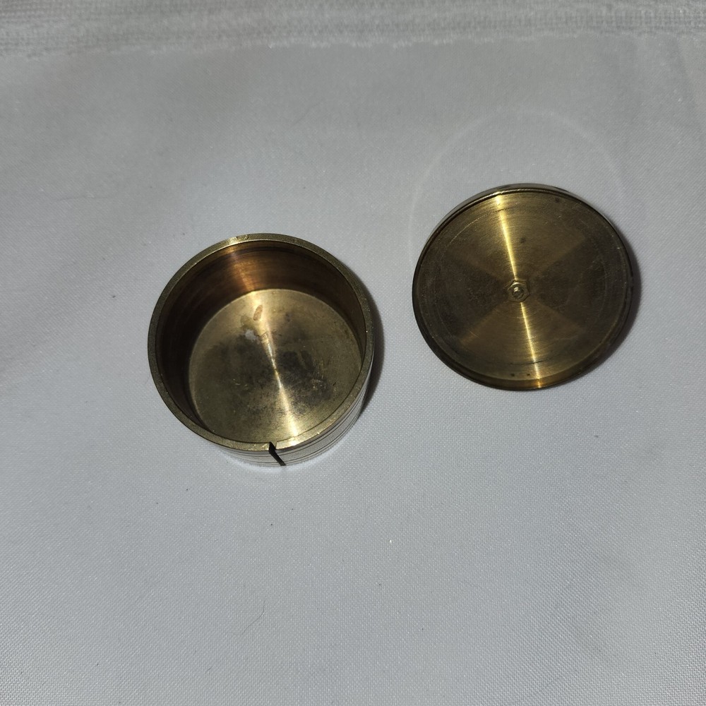 Vintage Brass Desktop Stamp Roll Dispenser Round Box Unique