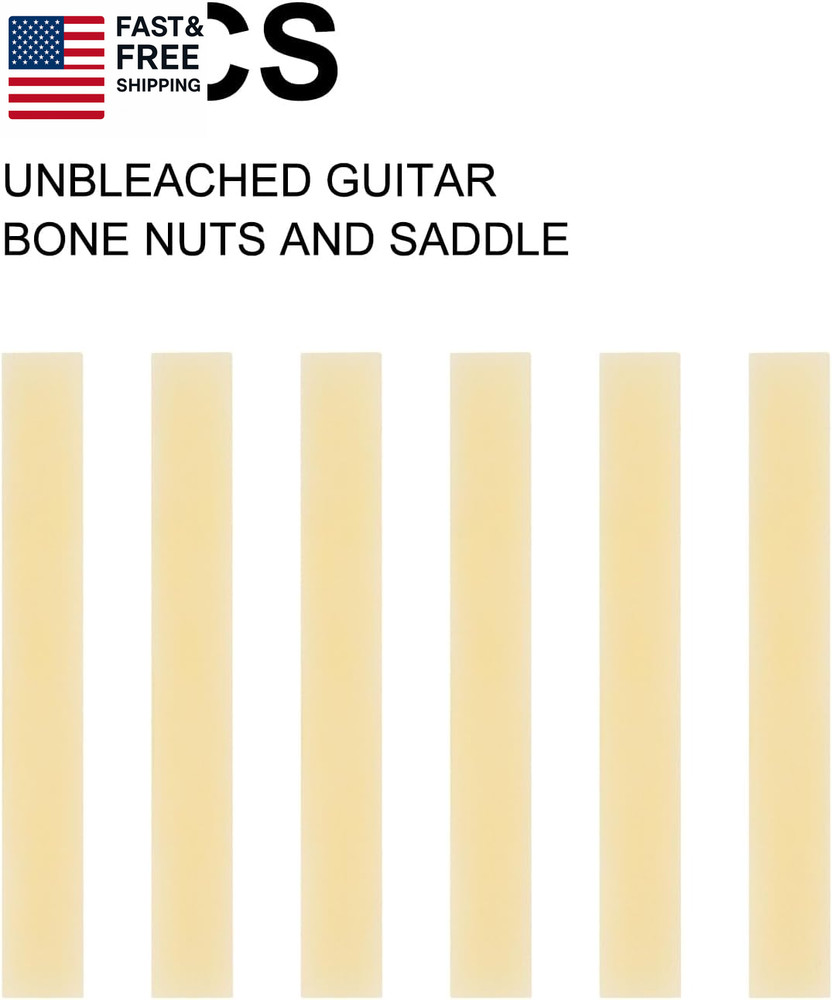 6Pcs Unbleached Guitar Bone Saddle, Blank Guitar Bridge Saddle, Pure Bone Saddle