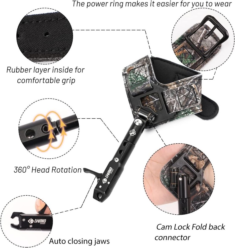 LWANO Archery Compound Bow Release Aids Trigger with Foldback Design Camo