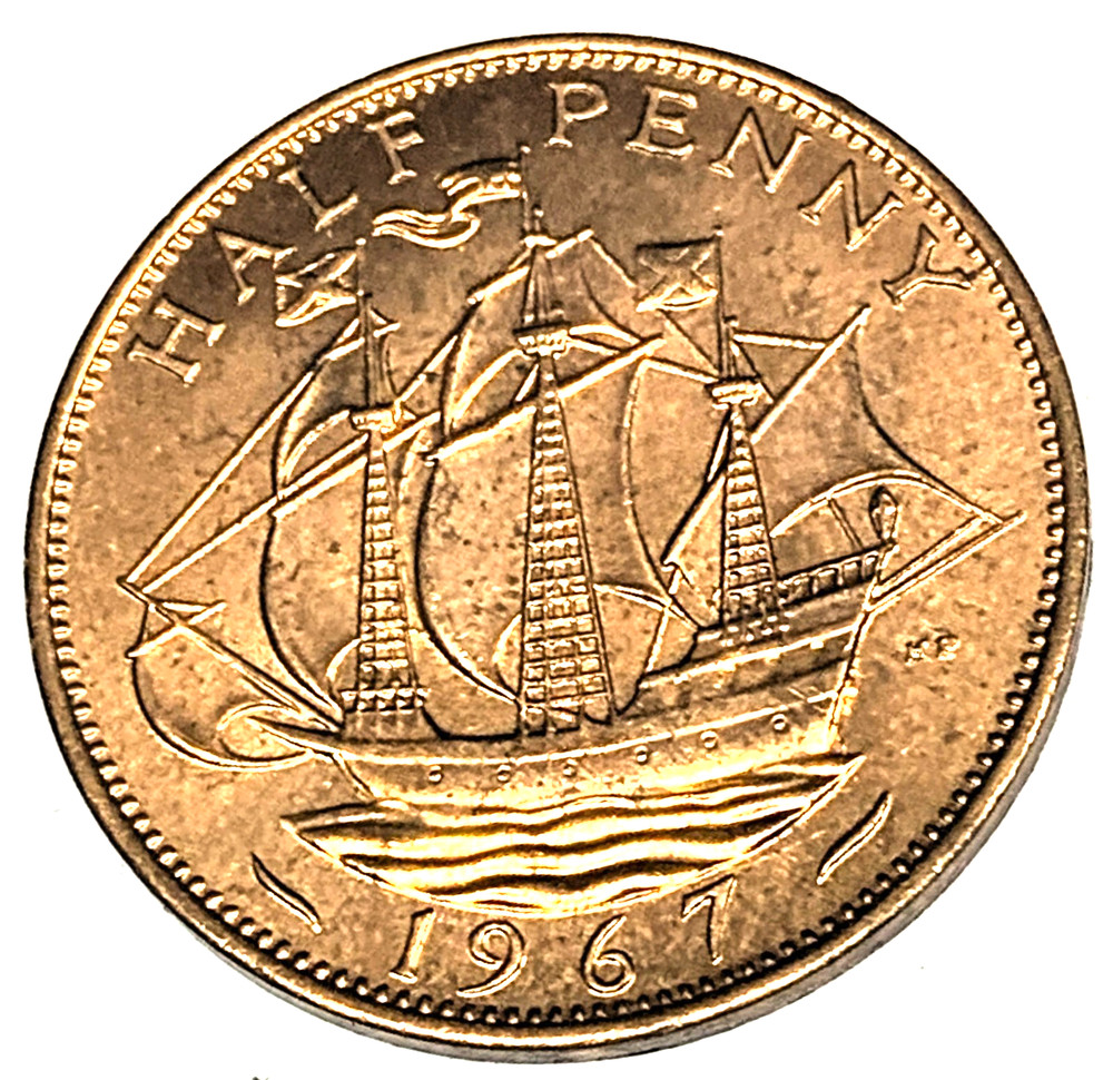 # C9550    GREAT BRITAIN     COIN,     HALF  PENNY    1967