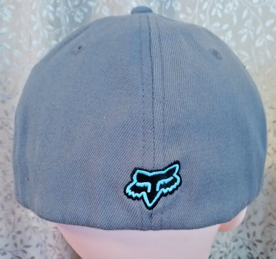 Fox Head Racing Blue & Black Fox Grey Cap Hat Flexfit Size Large-XL