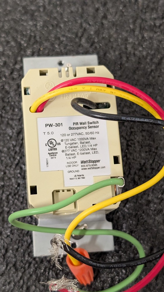 Wattstopper PIR wall switch sensor ivory PW-301-I