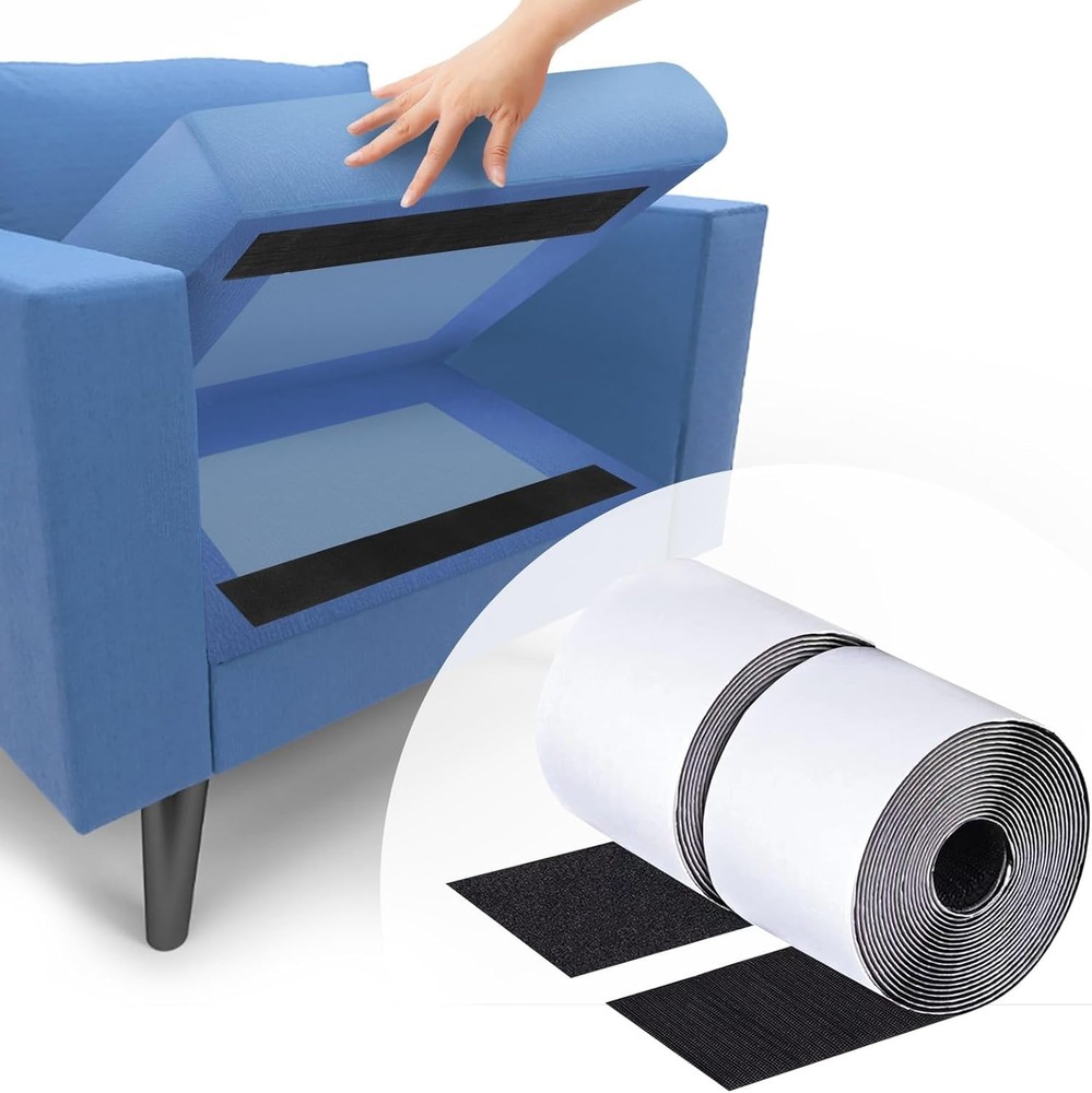 Heavy Duty Black Hook Loop Tape, 4"x18' Adhesive Strips