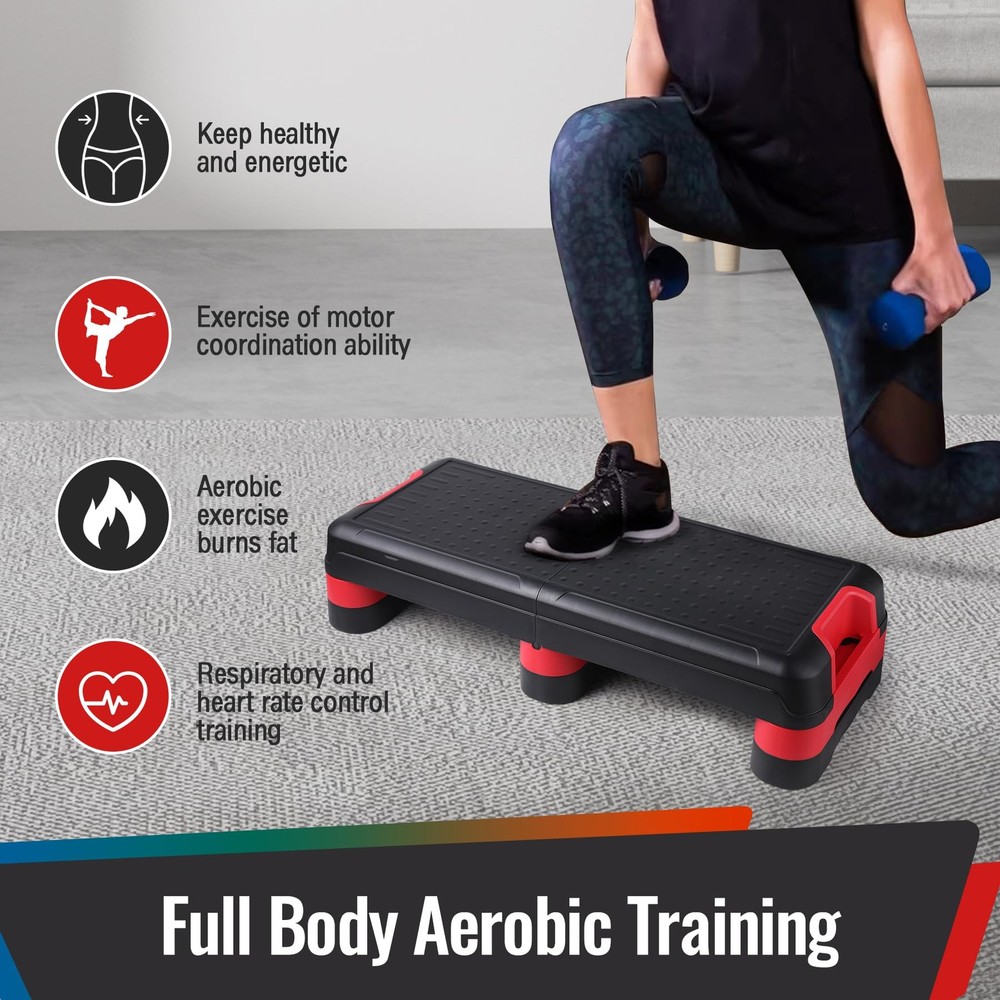 33.5" Aerobic Exercise Folding Step Platform for Home Workout, Configurable 3...