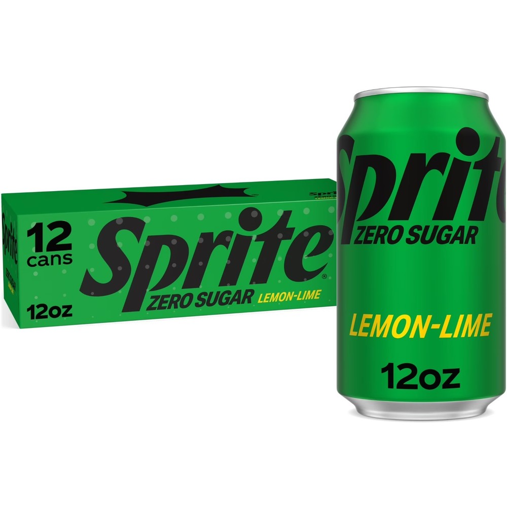 Sprite Zero Sugar Lemon Lime Soda Pop, 12 fl oz, 12 Pack Cans.