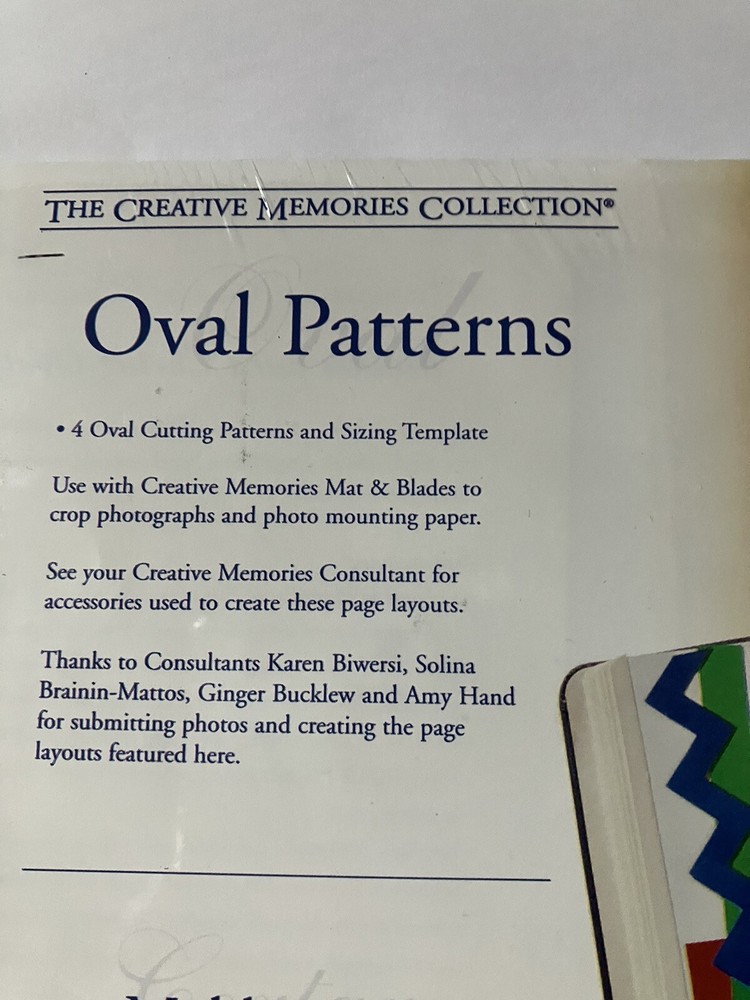 Creative Memories Cutting Templates System 4 Oval Cutting Patterns & Template
