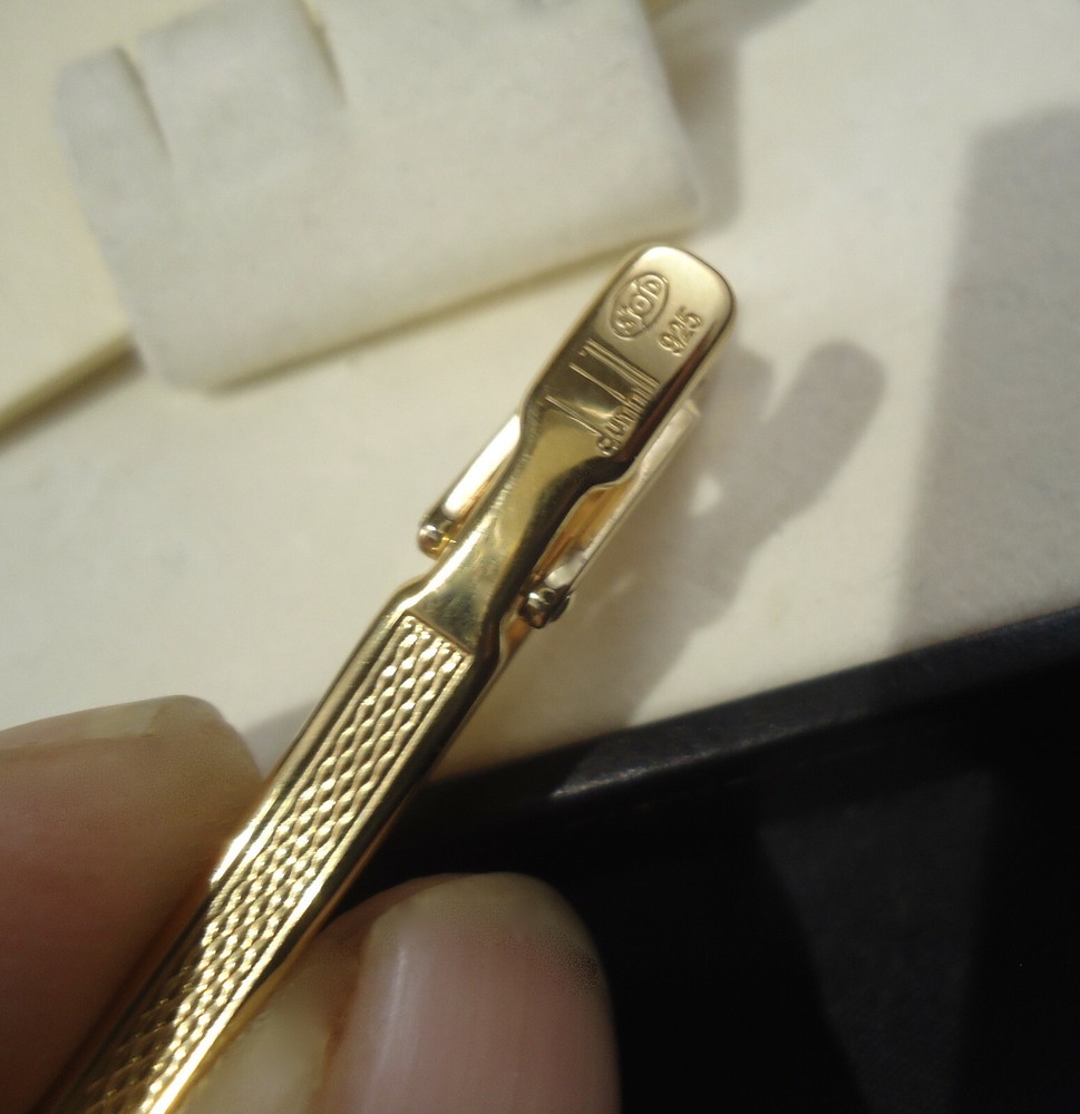 Alfred Dunhill GOLF TEE Tie Bar - Solid Hallmarked Silver/Gold Plated - Cased
