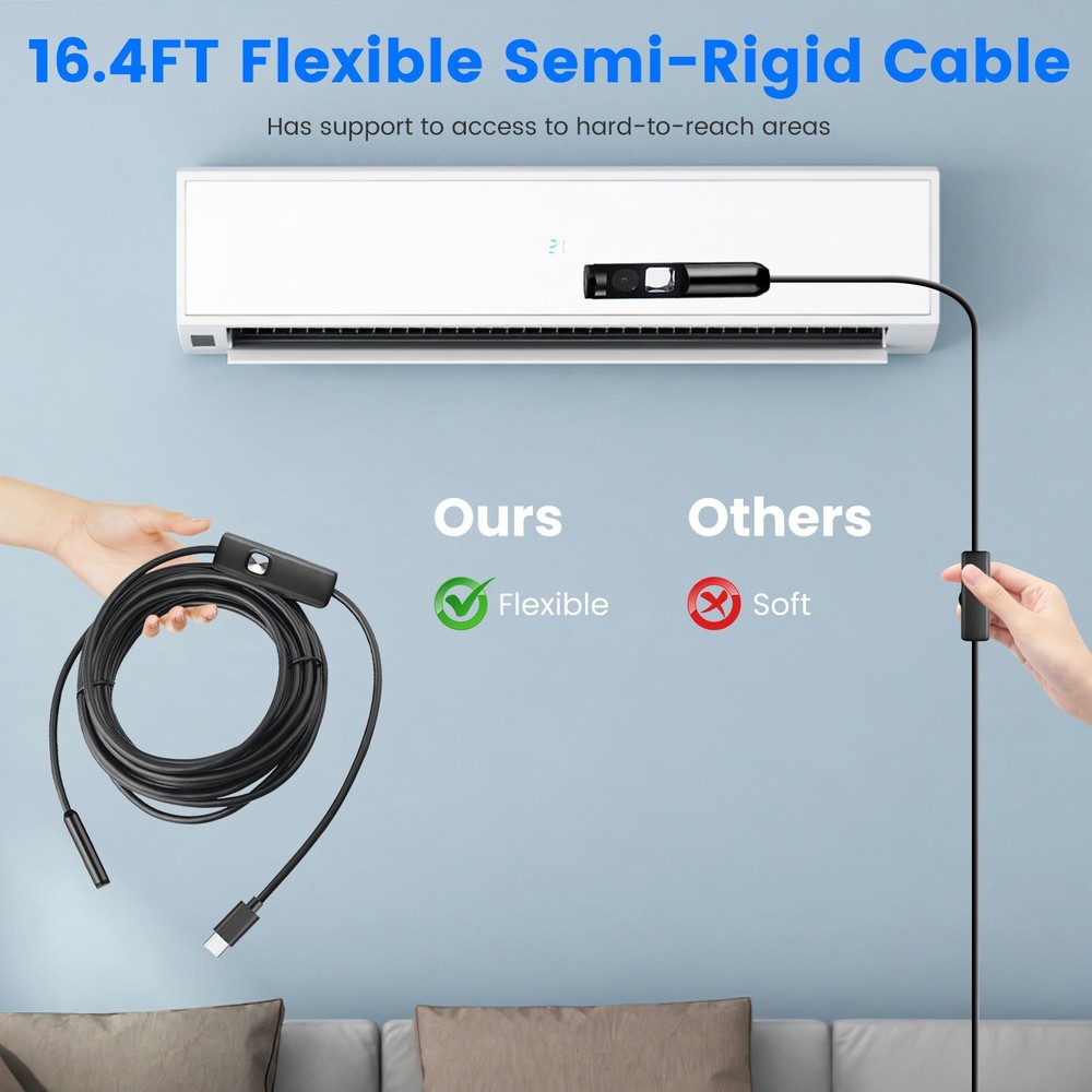Adjustable Endoscope Camera with Light Borescope HD Inspection Camera Waterproof
