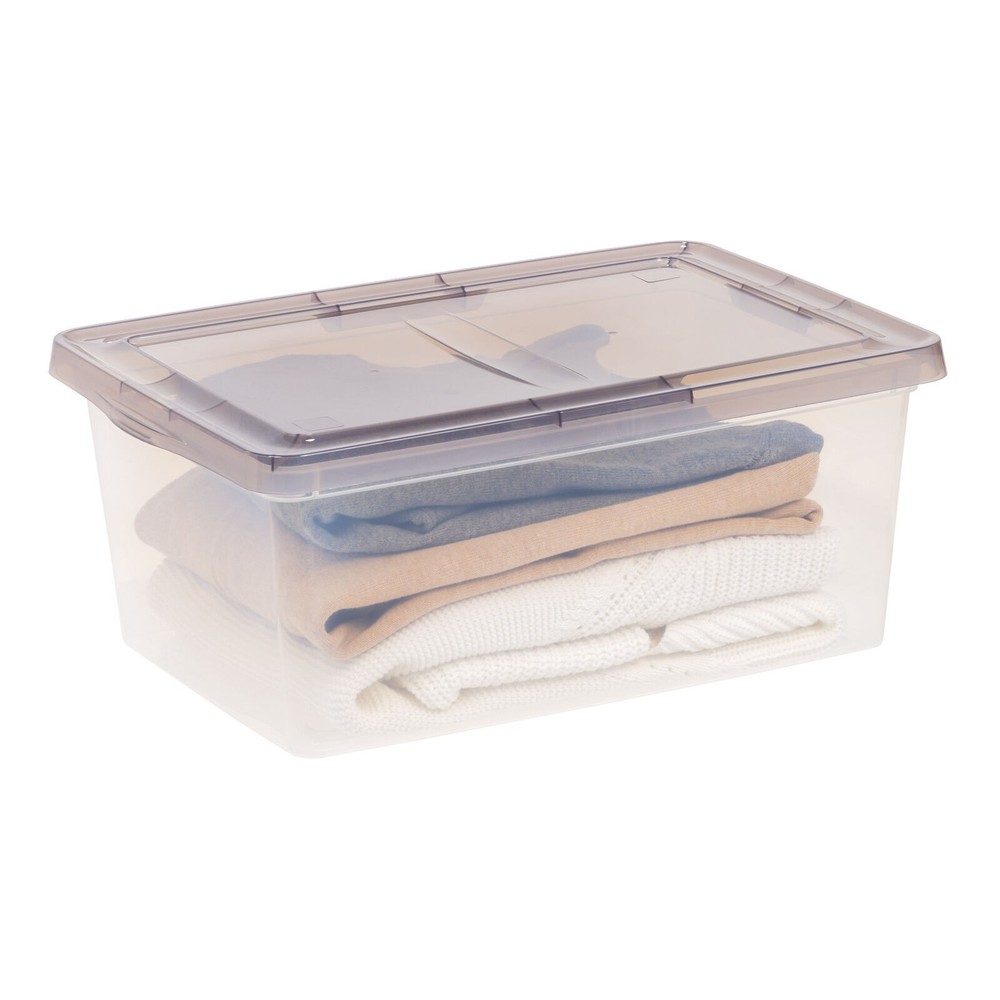 17-Qt Snap Top Clear Plastic Stackable Storage Tote Container Bin Box Set of 8