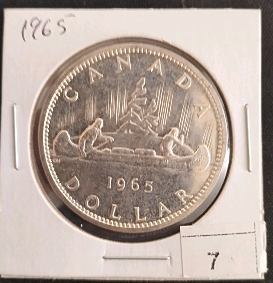 1965 Canada Dollar 80% Silver Coin CAD18