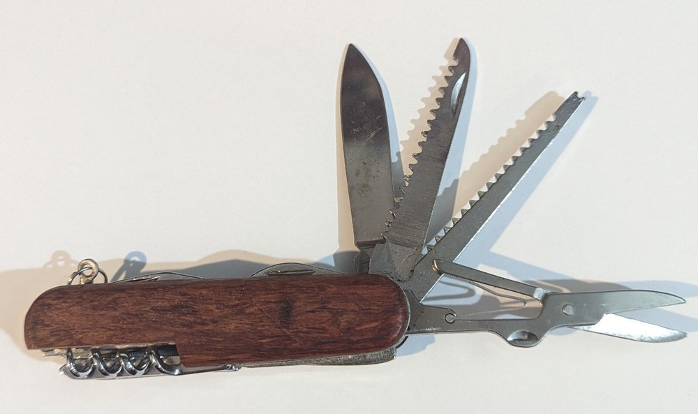 Wood Handle Stainless Steel Multi Purpose Tool – 11 Tools