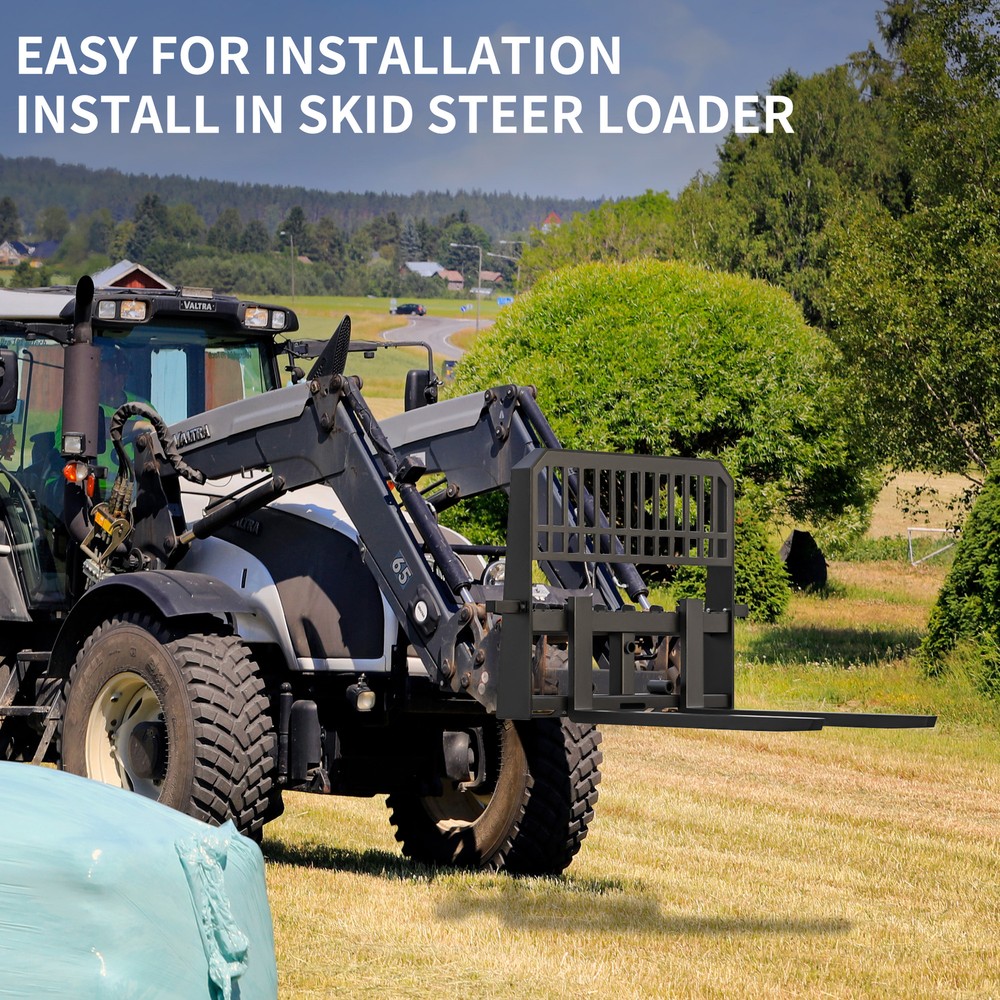 Skid Steer Tractor 45" Frame Quick Tach Pallet Fork Attachment 4000LB Heavy Load