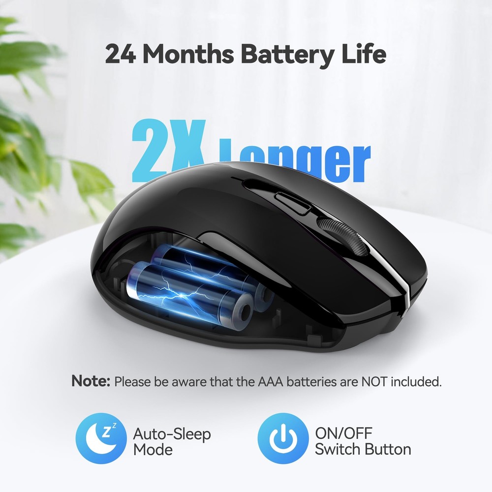 Wireless Mouse 2.4G Ergonomic Optical Mouse Computer Mouse for Laptop PC Comp...