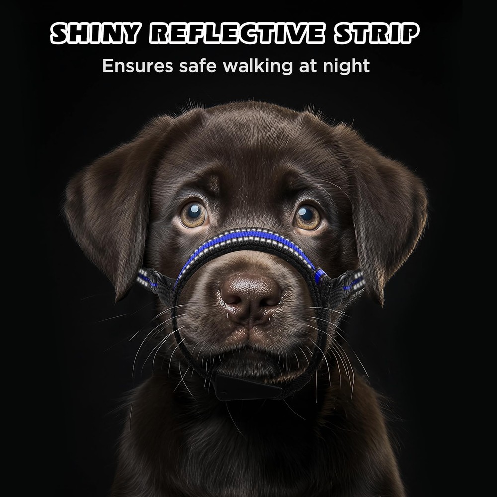 BONTHEE Dog Muzzle,Anti-Bite Adjustable Breathable Soft Muzzle for M, Blue