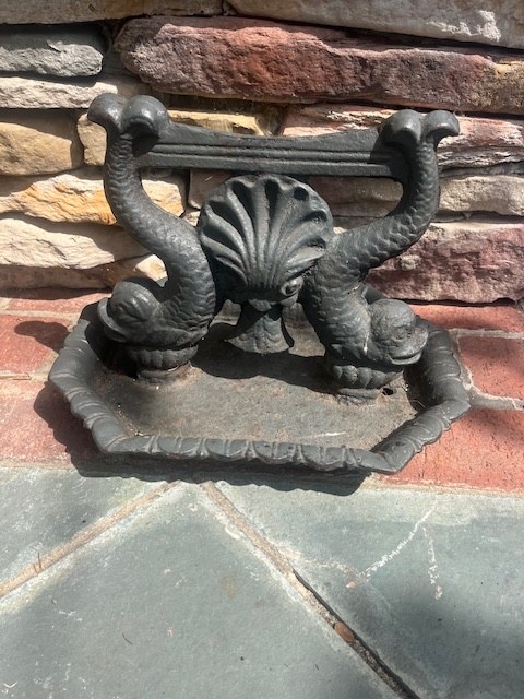 Antique Heavy Dolphin Shell Superb Boot Scraper Cast Iron NICE!