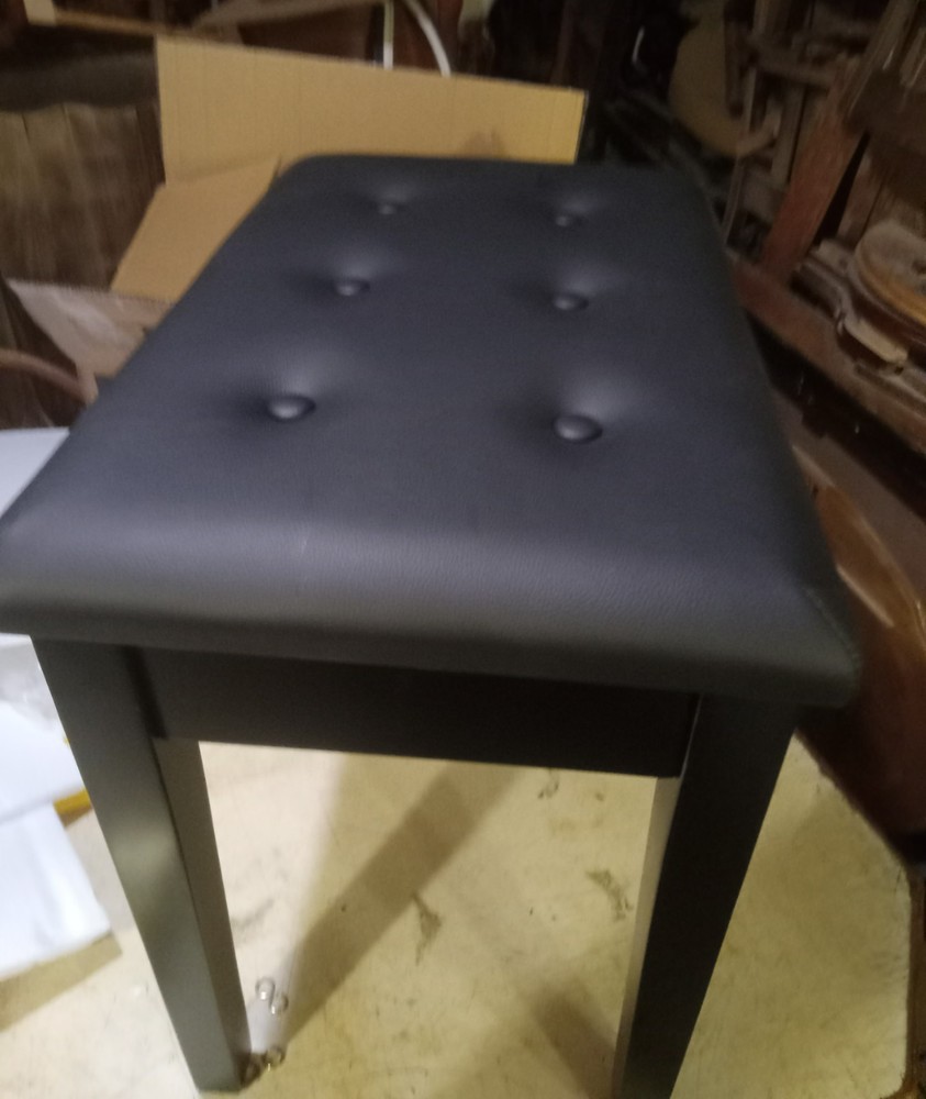 Black Button Vanity Bench / Piano Bench