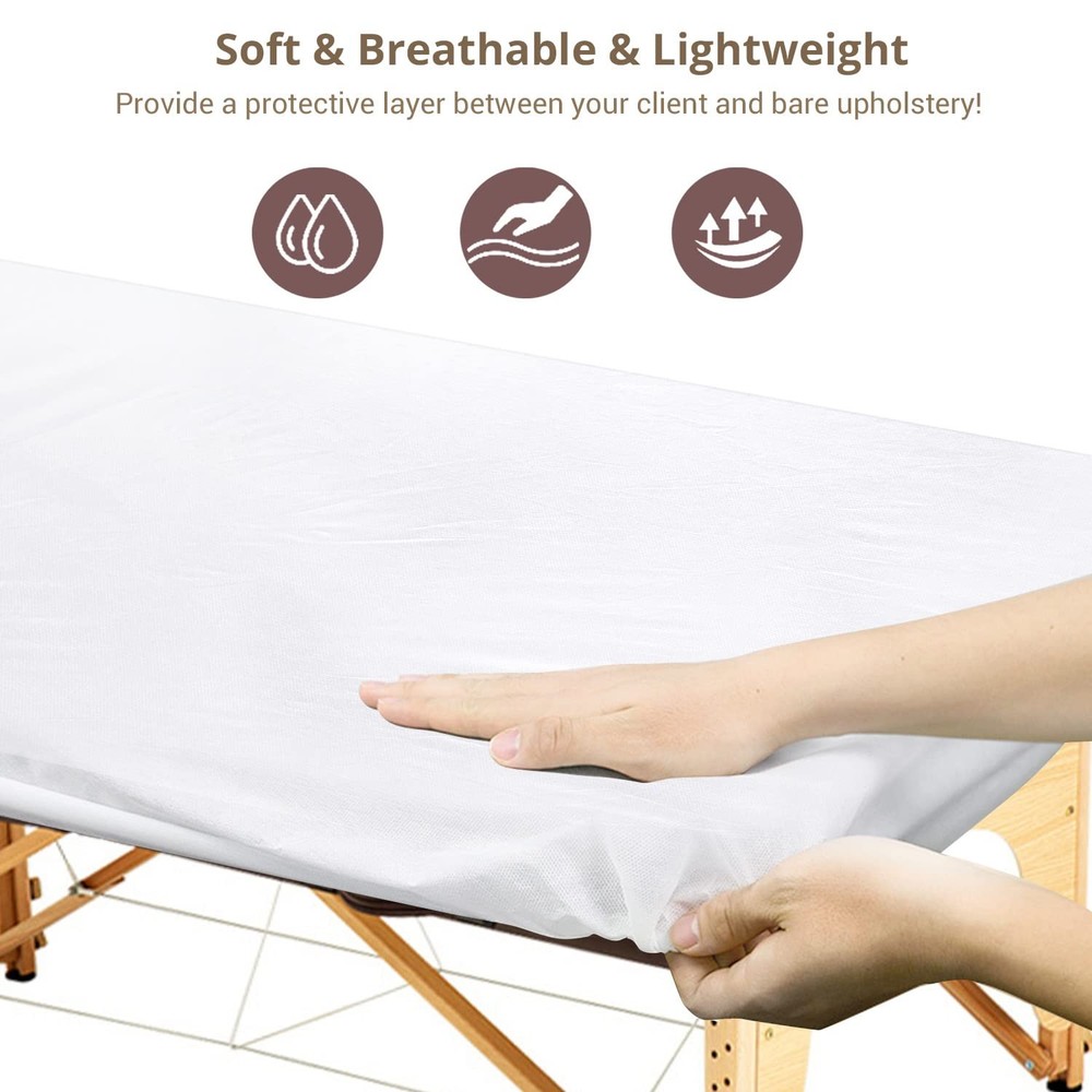 25PCS 84x35in Disposable Fitted Massage Table Sheets with Elastic, Breathable...