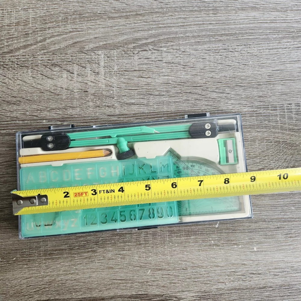 Maped Study Geometry 10 Piece Green Set, In Carry Case