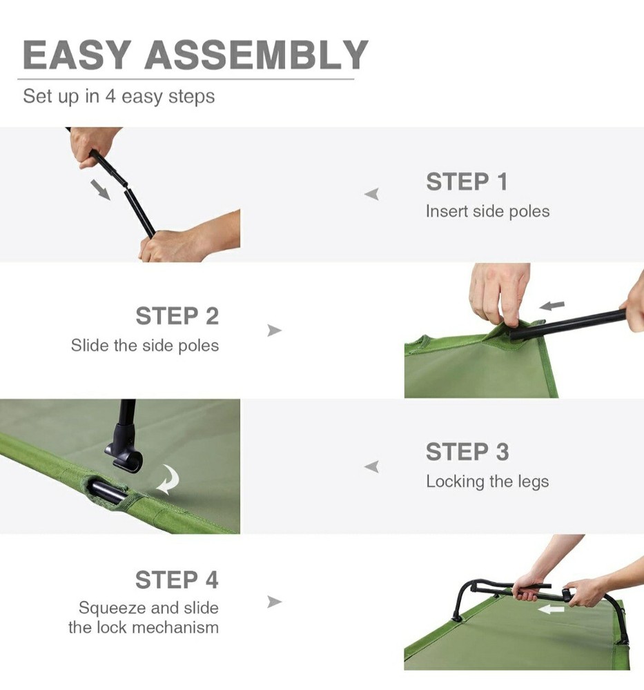 EVER ADVANCED Folding Camping Cot for Adults Compact Sleeping Cots with Carry...
